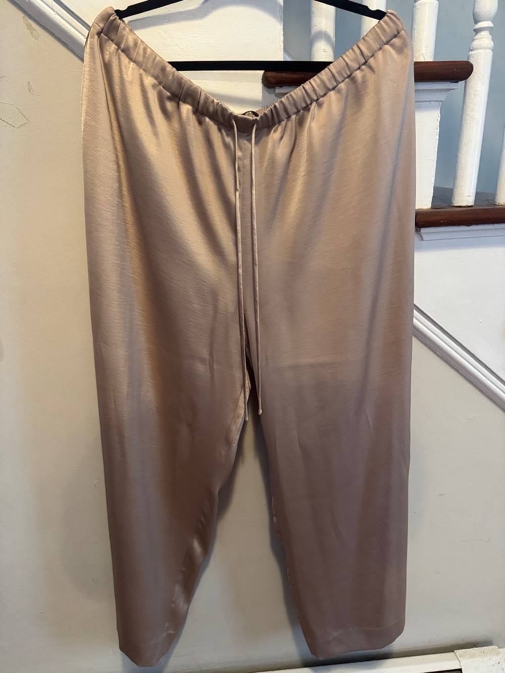 Drawstring Satin Lounge Pants in Taupe